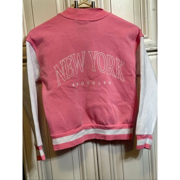Nova Kids Girls Button-up Mini Bronx Shawty Varsity Bomber Jacket Pink Sz 10 NWT - Picture 10 of 12